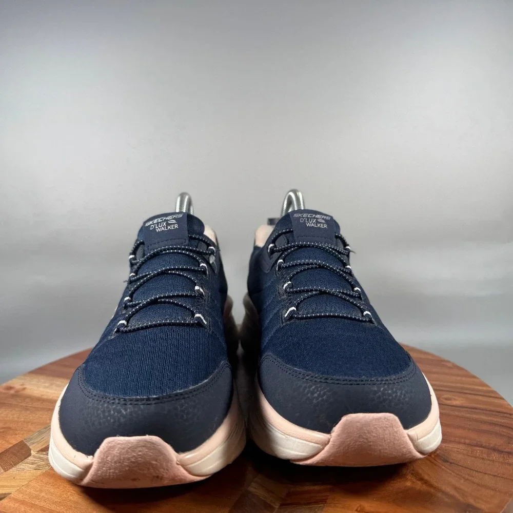 Skechers DLux Walker Womens 8 Navy Relaxed Fit Memory Foam Sneakers 179158BJ